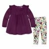 Buy 🌟 Little Millie Plum Ruffle-Accent Babydoll 👗 Dress & Cream Fall Petals Leggings - Infant & Toddler For Kids 🧨