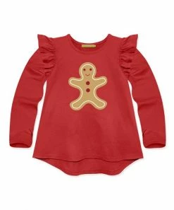 Best reviews of 😉 Simply Millie By Millie Loves Lily Red Gingerbread Ruffle Long-Sleeve Hi-Low Tee - 👧 Girls For Baby & Maternity 🎁