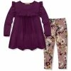 Best Sale 🔥 Millie Loves Lily Plum Ruffle Long-Sleeve Top & Nostalgia Rose Floral Earth Leggings - Infant, Toddler & 👧 Girls For Kids 🎉