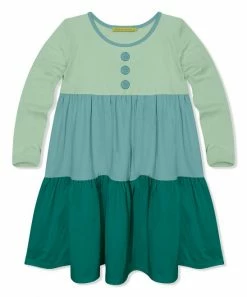 Best reviews of 💯 Simply Millie By Millie Loves Lily Sage & Nile Blue Color Block Tiered Button-Front Babydoll 👗 Dress - Infant, Toddler & 👧 Girls For Kids 😉