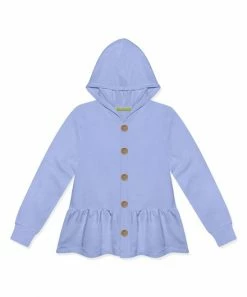 Budget ⭐ Simply Millie By Millie Loves Lily Periwinkle Ruffle-Hem Button-Up Hoodie - 👧 Girls For Kids 😍