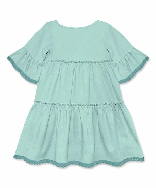 New π€© Simply Millie By Millie Loves Lily Mint Lace-Trim Trumpet-Sleeve Tiered A-Line π Dress - π§ Girls For Kids π 2 New π€© Simply Millie By Millie Loves Lily Mint Lace-Trim Trumpet-Sleeve Tiered A-Line π Dress - π§ Girls For Kids π - Image 2