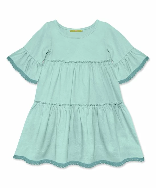 New π€© Simply Millie By Millie Loves Lily Mint Lace-Trim Trumpet-Sleeve Tiered A-Line π Dress - π§ Girls For Kids π 1 New π€© Simply Millie By Millie Loves Lily Mint Lace-Trim Trumpet-Sleeve Tiered A-Line π Dress - π§ Girls For Kids π
