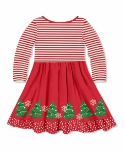 Cheapest 🎉 Millie Loves Lily Red & Green Festive Tree Button-Up Long-Sleeve A-Line 👗 Dress - 👧 Girls For Kids 🎁 -Little Millie-shop zu100714885 alt 2 tm1635187494