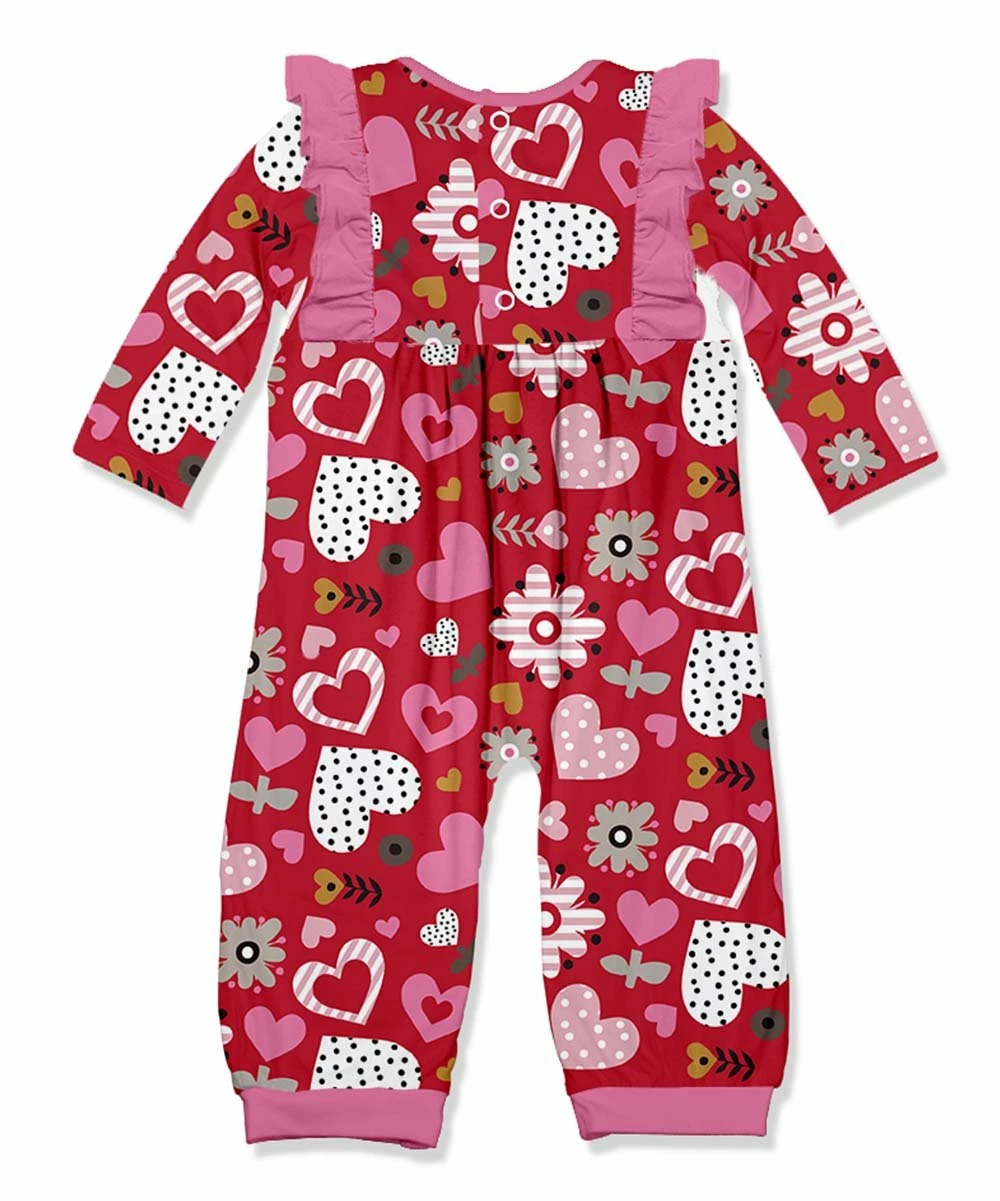 Buy π Little Millie Red & Pink Harper's Heart Ruffle-Trim Playsuit - Toddler For Kids π― 3 Buy π Little Millie Red & Pink Harper's Heart Ruffle-Trim Playsuit - Toddler For Kids π― - Image 3
