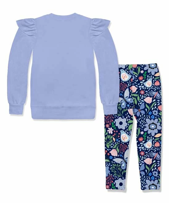 Wholesale π Millie Loves Lily Periwinkle Ruffle French Terry Sweatshirt & Navy Butterfly Garden Leggings - Infant, Toddler & π§ Girls For Kids π 3 Wholesale π Millie Loves Lily Periwinkle Ruffle French Terry Sweatshirt & Navy Butterfly Garden Leggings - Infant, Toddler & π§ Girls For Kids π - Image 3