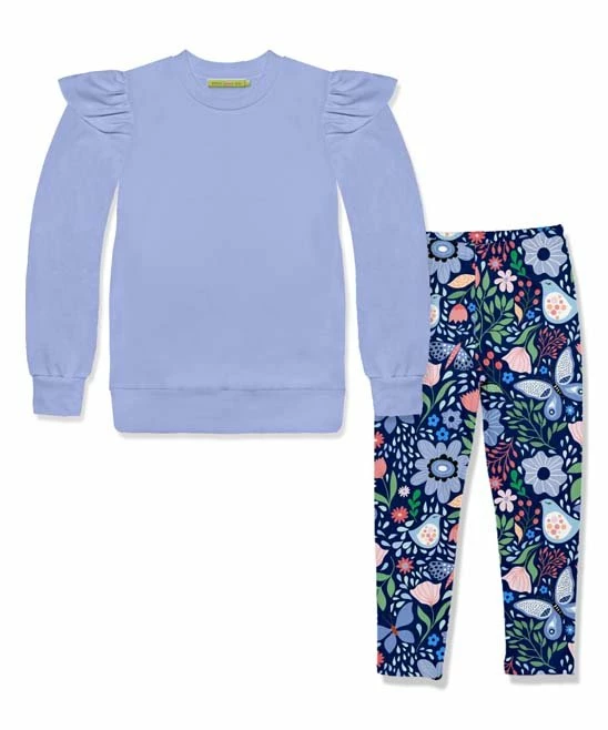 Wholesale π Millie Loves Lily Periwinkle Ruffle French Terry Sweatshirt & Navy Butterfly Garden Leggings - Infant, Toddler & π§ Girls For Kids π 1 Wholesale π Millie Loves Lily Periwinkle Ruffle French Terry Sweatshirt & Navy Butterfly Garden Leggings - Infant, Toddler & π§ Girls For Kids π