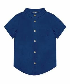 Best Pirce 💯 Millie & Maxx Navy Short-Sleeve Button-Up - Toddler & Boys For Kids 💯