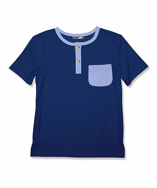 Discount β€οΈ Millie & Maxx Navy & Periwinkle Contrast-Pocket Short-Sleeve Henley - Toddler & Boys For Kids π 1 Discount β€οΈ Millie & Maxx Navy & Periwinkle Contrast-Pocket Short-Sleeve Henley - Toddler & Boys For Kids π