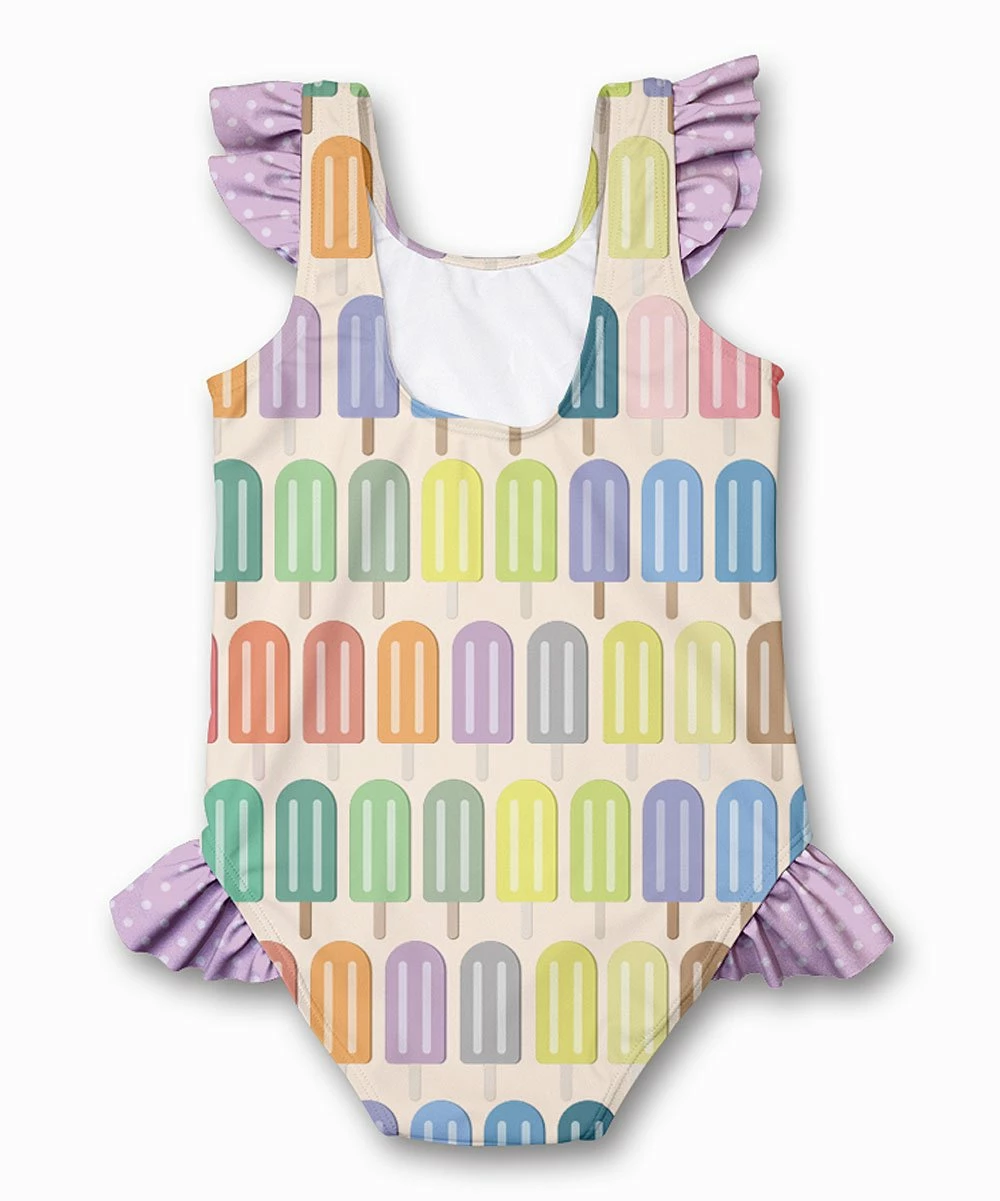 Best Pirce 𧨠Millie Loves Lily Cream & Lavender Ice Pop Ruffle-Accent One-Piece - Toddler & π§ Girls For Kids π 4 Best Pirce 𧨠Millie Loves Lily Cream & Lavender Ice Pop Ruffle-Accent One-Piece - Toddler & π§ Girls For Kids π - Image 4