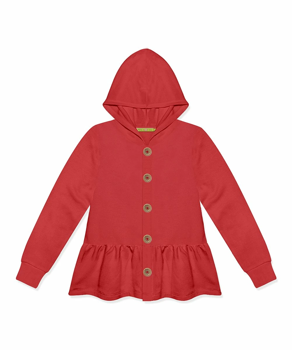 Discount π Simply Millie By Millie Loves Lily Red Ruffle-Hem Button-Up Hoodie - π§ Girls For Kids π₯° 1 Discount π Simply Millie By Millie Loves Lily Red Ruffle-Hem Button-Up Hoodie - π§ Girls For Kids π₯°