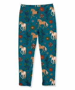 Best reviews of ⌛ Millie Loves Lily Teal & Brown Boho Horses Leggings - Infant, Toddler & 👧 Girls For Kids 🎁