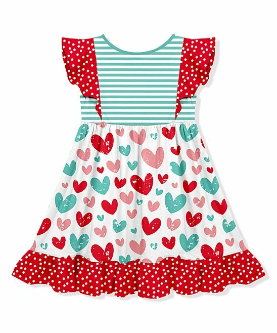 Best Sale π₯° Millie Loves Lily White & Red Heart Angel-Sleeve π Dress - Infant, Toddler & π§ Girls For Kids π 3 Best Sale π₯° Millie Loves Lily White & Red Heart Angel-Sleeve π Dress - Infant, Toddler & π§ Girls For Kids π - Image 3