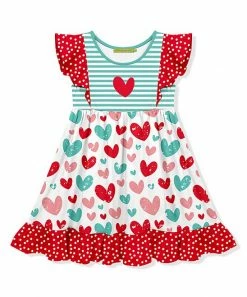 Best Sale 🥰 Millie Loves Lily White & Red Heart Angel-Sleeve 👗 Dress - Infant, Toddler & 👧 Girls For Kids 👍