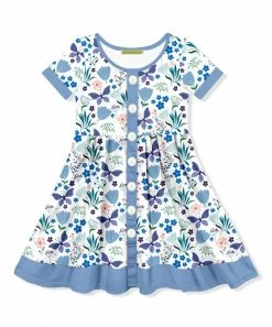Cheap 🌟 Millie Loves Lily White Butterfly Short-Sleeve Button-Up A-Line 👗 Dress - Infant, Toddler & 👧 Girls For Kids 🔔