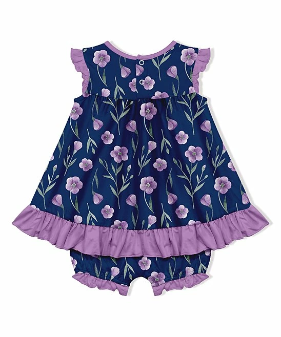 Wholesale π₯ Little Millie Navy Floral Petals π Skirted Bubble Bodysuit - Infant & Toddler For Kids π 3 Wholesale π₯ Little Millie Navy Floral Petals π Skirted Bubble Bodysuit - Infant & Toddler For Kids π - Image 3