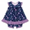 Wholesale 🔥 Little Millie Navy Floral Petals 👗 Skirted Bubble Bodysuit - Infant & Toddler For Kids 😉
