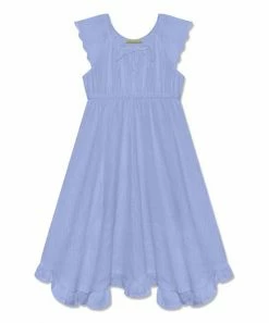Coupon 🥰 Simply Millie By Millie Loves Lily Periwinkle Ruffle-Hem Gauze Angel-Sleeve 👗 Dress - 👧 Girls For Kids 😉