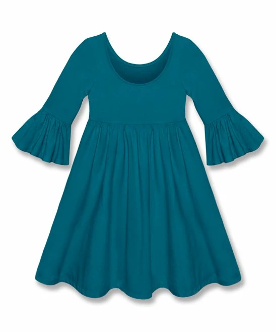 Wholesale π Simply Millie By Millie Loves Lily Teal Ruffle-Sleeve A-Line π Dress - Infant, Toddler & π§ Girls For Kids π€© 3 Wholesale π Simply Millie By Millie Loves Lily Teal Ruffle-Sleeve A-Line π Dress - Infant, Toddler & π§ Girls For Kids π€© - Image 3