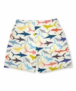 Flash Sale 💯 Millie & Maxx Cream Multicolor Shark Swim Trunks - Boys For Kids ⌛ -Little Millie-shop zu102688625 alt 2 tm1643312657