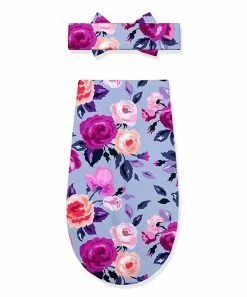 Buy 😉 Little Millie Periwinkle Rose Swaddle Sack & Bow Soft Headband For Baby & Maternity 💯 -Little Millie-shop zu102691421 alt 2 tm1641908607