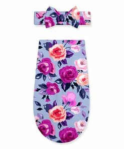 Buy 😉 Little Millie Periwinkle Rose Swaddle Sack & Bow Soft Headband For Baby & Maternity 💯