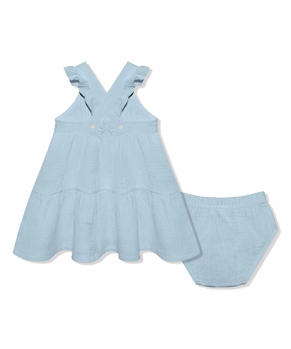 Budget β Little Millie Light Blue Ruffle-Accent Gauze π Dress & Diaper Cover - Infant For Baby & Maternity π 3 Budget β Little Millie Light Blue Ruffle-Accent Gauze π Dress & Diaper Cover - Infant For Baby & Maternity π - Image 3