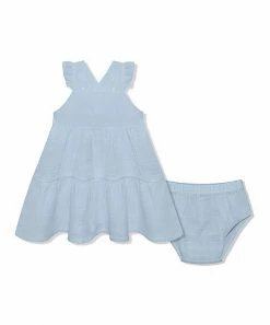 Cheapest 🧨 Little Millie Light Blue Ruffle-Accent Sleeveless 👗 Dress & Diaper Cover - Infant For Baby & Maternity 🧨