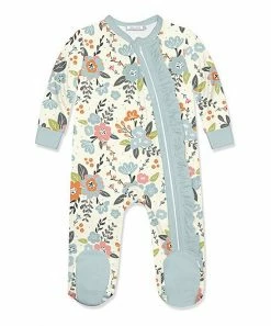 Promo 🎁 Little Millie Cream & Tiffany Floral Ruffle-Trim Footie - Infant For Baby & Maternity 🛒