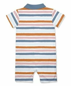 Budget ⭐ Little Millie Rust & Blue Painted Stripe Button-Front Short-Sleeve Romper - Infant For Baby & Maternity ❤️ 5 Budget ⭐ Little Millie Rust & Blue Painted Stripe Button-Front Short-Sleeve Romper - Infant For Baby & Maternity ❤️ -Little Millie-shop zu103367128 alt 2 tm1648055449