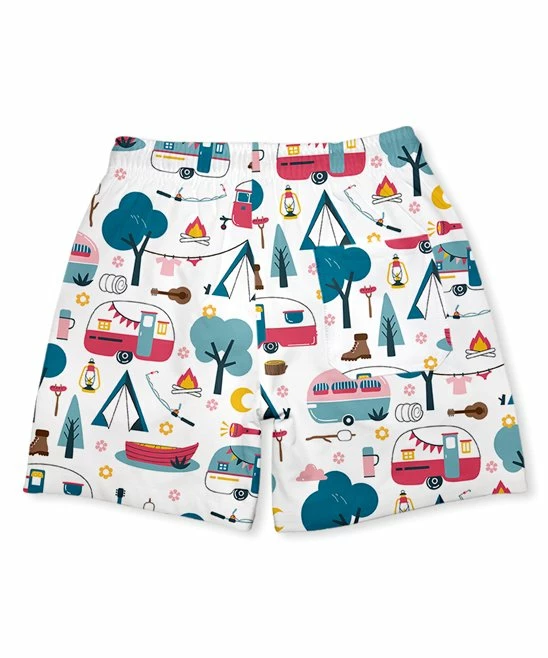 Best Sale π Millie & Maxx White & Teal Camper Swim Trunks - Infant, Toddler & Boys For Kids π 3 Best Sale π Millie & Maxx White & Teal Camper Swim Trunks - Infant, Toddler & Boys For Kids π - Image 3