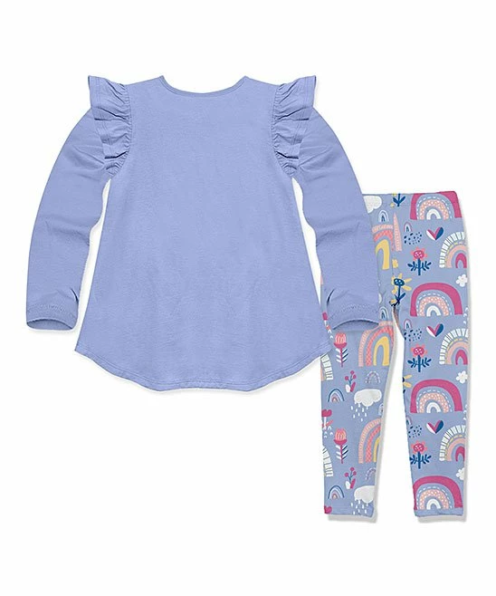 Outlet π Millie Loves Lily Periwinkle Rainbow Angel-Sleeve Hi-Low Top & Leggings - Toddler & π§ Girls For Kids π 4 Outlet π Millie Loves Lily Periwinkle Rainbow Angel-Sleeve Hi-Low Top & Leggings - Toddler & π§ Girls For Kids π - Image 4