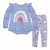 Outlet 👍 Millie Loves Lily Periwinkle Rainbow Angel-Sleeve Hi-Low Top & Leggings - Toddler & 👧 Girls For Kids 👍