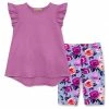 Deals ✔️ Millie Loves Lily Violet Angel-Sleeve Hi-Low Top & Periwinkle Rose Bike Shorts - Toddler & 👧 Girls For Kids ⭐