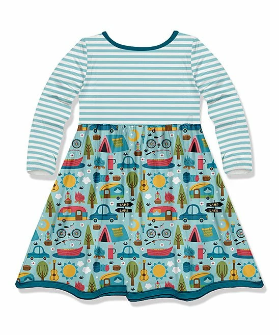 Hot Sale βοΈ Millie Loves Lily Light Turquoise Camping Pocket A-Line π Dress - Toddler & π§ Girls For Kids π 3 Hot Sale βοΈ Millie Loves Lily Light Turquoise Camping Pocket A-Line π Dress - Toddler & π§ Girls For Kids π - Image 3