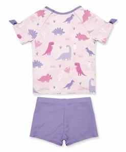 Cheap ✨ Millie Loves Lily Pink Dino Bow-Sleeve Rashguard Set - 👧 Girls For Kids 👏 -Little Millie-shop zu103626590 alt 3 tm1646255679
