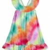 Wholesale 🥰 Millie Loves Lily Green & Pink Tie-Dye Ruffle-Hem Yoke 👗 Dress - Toddler & 👧 Girls For Kids 😍