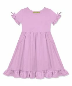 Best Pirce 😀 Simply Millie By Millie Loves Lily Lilac Bow-Sleeve Ruffle-Hem A-Line 👗 Dress - Toddler & 👧 Girls For Kids 😉