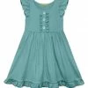 Cheapest 💯 Simply Millie By Millie Loves Lily Nile Blue Button-Front Angel-Sleeve 👗 Dress - Toddler For Kids 🎉