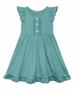 Cheapest 💯 Simply Millie By Millie Loves Lily Nile Blue Button-Front Angel-Sleeve 👗 Dress - Toddler For Kids 🎉