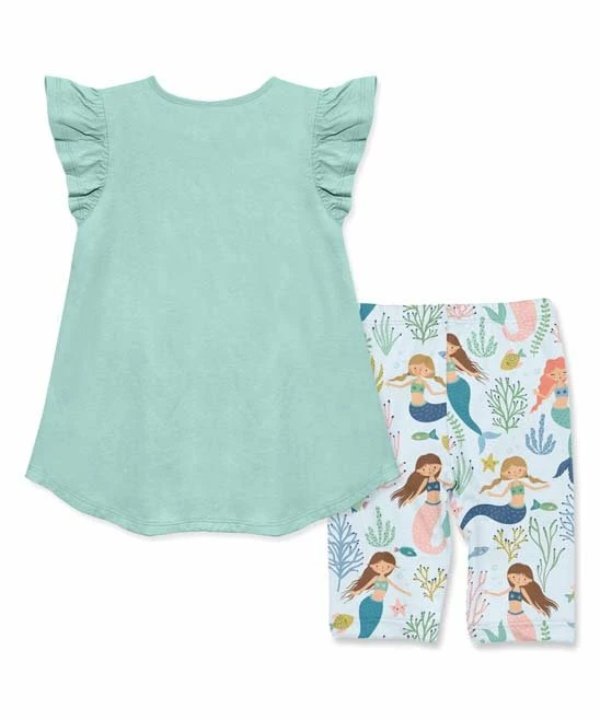 Cheapest β Millie Loves Lily Mint Angel-Sleeve Hi-Low Top & Coral Reef Mermaid Bike Shorts - Infant, Toddler & π§ Girls For Kids π 3 Cheapest β Millie Loves Lily Mint Angel-Sleeve Hi-Low Top & Coral Reef Mermaid Bike Shorts - Infant, Toddler & π§ Girls For Kids π - Image 3