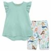 Cheapest ⭐ Millie Loves Lily Mint Angel-Sleeve Hi-Low Top & Coral Reef Mermaid Bike Shorts - Infant, Toddler & 👧 Girls For Kids 🔔