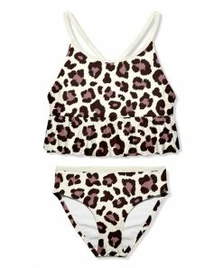 Discount 🧨 Millie Loves Lily Cream & Brown Simply Skin Leopard Ruffle-Trim 👙 Bikini - Toddler & 👧 Girls For Kids 😀
