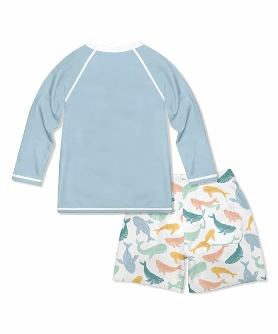 Buy βοΈ Millie & Maxx Pale Blue & White Whales Long-Sleeve Rashguard Set - Toddler & Boys For Kids π 4 Buy βοΈ Millie & Maxx Pale Blue & White Whales Long-Sleeve Rashguard Set - Toddler & Boys For Kids π - Image 4
