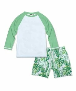 Coupon 💯 Millie & Maxx Pale Blue Tropical Fern Long-Sleeve Rashguard Set - Toddler & Boys For Kids 😉