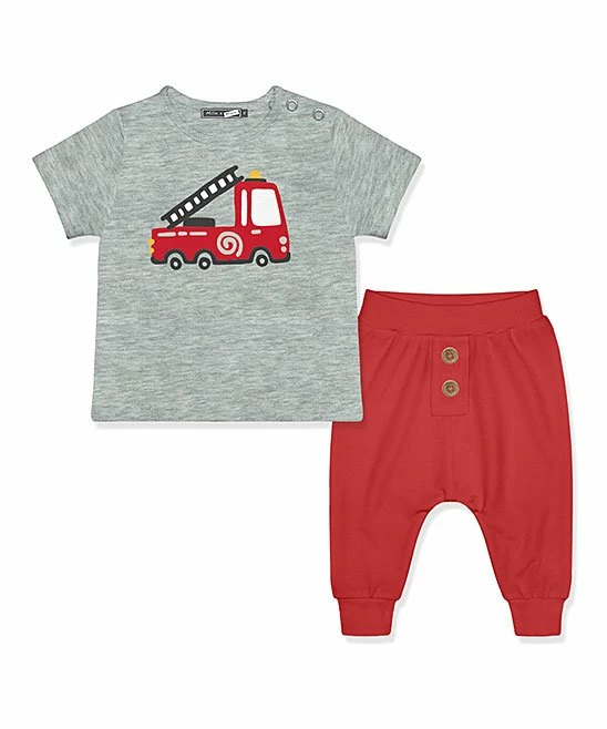 Brand new β€οΈ Little Millie Heather Gray & Red Helper Vehicles Button-Snap Tee & Joggers - Infant For Baby & Maternity π₯ 1 Brand new β€οΈ Little Millie Heather Gray & Red Helper Vehicles Button-Snap Tee & Joggers - Infant For Baby & Maternity π₯