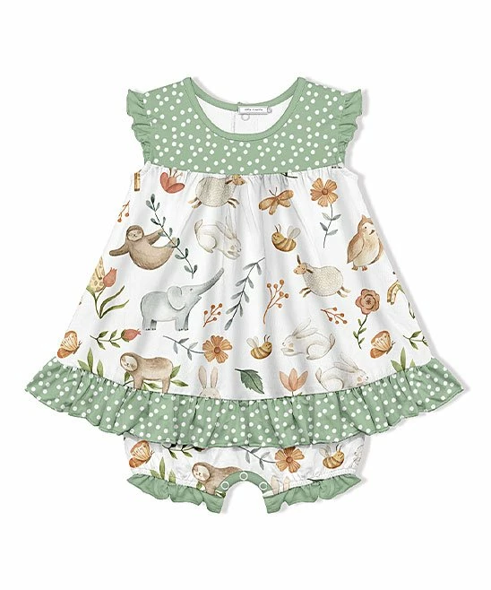 Deals π Little Millie White & Green Safari π Skirted Bubble Bodysuit - Infant For Baby & Maternity π 1 Deals π Little Millie White & Green Safari π Skirted Bubble Bodysuit - Infant For Baby & Maternity π