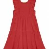 Cheapest ⌛ Simply Millie By Millie Loves Lily Red Tiered Ruffle-Trim Square Neck A-Line 👗 Dress - Infant, Toddler & 👧 Girls For Kids 💯