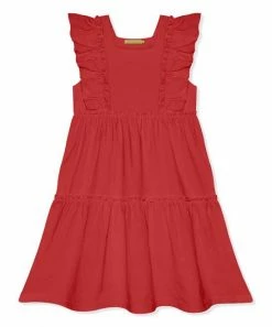 Cheapest ⌛ Simply Millie By Millie Loves Lily Red Tiered Ruffle-Trim Square Neck A-Line 👗 Dress - Infant, Toddler & 👧 Girls For Kids 💯