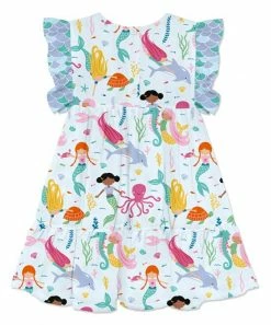 Deals 🥰 Millie Loves Lily Ice Blue Millie Mermaid Tiered Chiffon Angel-Sleeve A-Line 👗 Dress - 👧 Girls For Baby & Maternity 🎉 -Little Millie-shop zu103861512 alt 2 tm1646425422